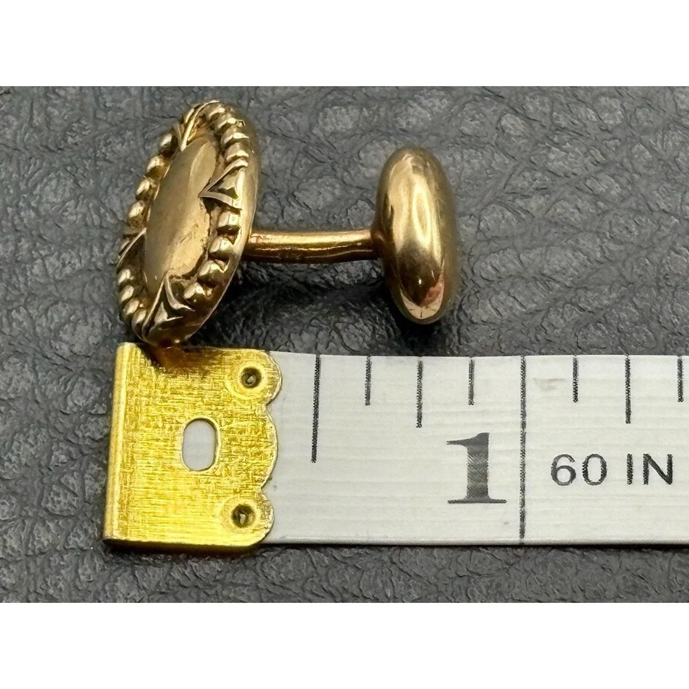 Vintage 14K Solid Yellow Gold Cufflinks Antique Geometric Details READ